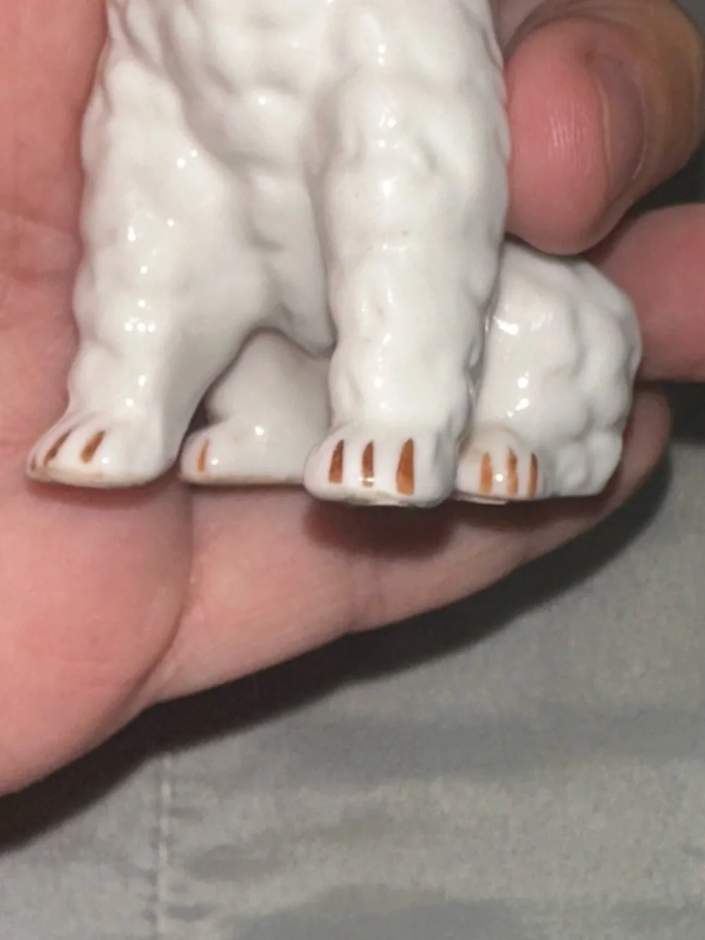 Vintage White Poodle Puppy Dog Sitting Ceramic Figurine 3.5” Dainty 1950s Decor